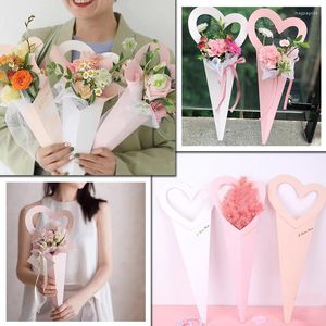 Emballage cadeau Boîte de roses à fleurs simples Sacs en papier kraft Emballage de fleuriste pour mariage Fournitures d'emballage de la Saint-Valentin