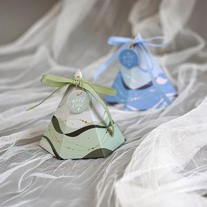 Gift Wrap Zes-zijdige Conical Candy Box Europese stijl Eenvoudige Terrazzo Green Leuke kleine bruiloftsdoos