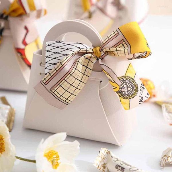 Cadeau cadeau petit cuir faveurs de mariage ruban arc chocolat emballage créatif sac bébé douche anniversaire