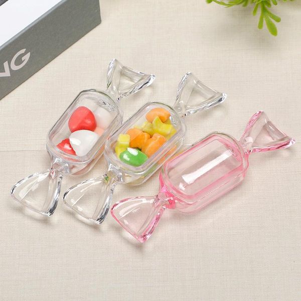 Envoltura de regalo Recipientes de plástico pequeños con tapas Joyero en forma de caramelo Mini estuche transparente para almacenamiento de artículos PillsGift