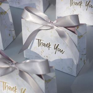 Papel de regalo Bolsas de agradecimiento pequeñas Empaquetado Bolsa de papel de mármol gris Favor de la boda Cajas de dulces Paquete de chocolate