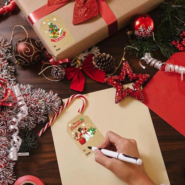 Casse-cadeau Smudge sans autocollants de Noël Nom de vacances Étiquette vibrante Tags festifs auto-adhésifs pour