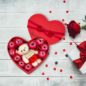 Geschenkwikkeling Soap Bloemdoos Valentijnsdag Geurende rozenblaadjes met beer best goed