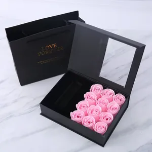 Boîte de bijoux de fleurs de rose enveloppe cadeau pour petite amie maman Noël Saint Valentin pour les mères pour la fête d'anniversaire Partage portable sac emballage Sac d'emballage