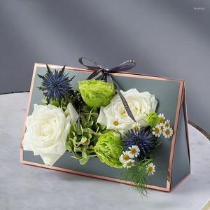 Emballage cadeau boîtes en forme de carré pour fleurs romantique Portable fleur sacs à main femmes boîte-cadeau panier papier d'emballage de pâques