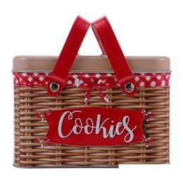 Emballage cadeau St Motif d'impression Boîte de rangement en métal portable Boîte de bonbons au chocolat Biscuit portable pour la livraison de goutte d'anniversaire à la maison G Dhegg