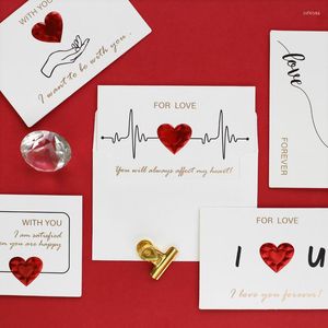 Geschenkomschakeling stereoscopische hartvormige bruiloft envelop witte wenskaart beschrijfbaar bedankje uitnodigingsbrief
