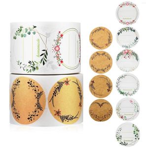 Pegatinas de envoltura de regalo rollo de papel adhesivo pegatina adhesiva etiquetas kraft calcomanías de sello floral en lienzo