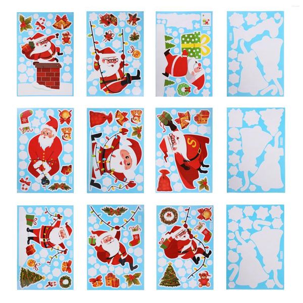 Pegatinas de papel de regalo Ventana Navidad Navidad Holidaydecal Pegatina Muñeco de nieve Calcomanías Pared Copo de nieve Se aferra Vidrio