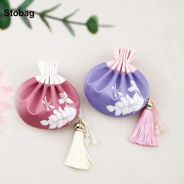 Cadeau Wrap Stobag 5pcs Sachet chinois suspendus sacs fleur cordon bijoux paquet poche de rangement pochette réutilisable décoration portable