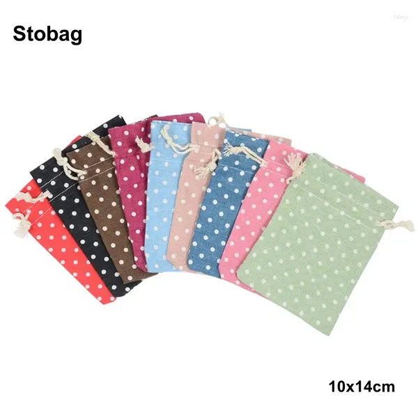 Regalos envoltura stobag 5pcs dot de algodón bolsas de lino