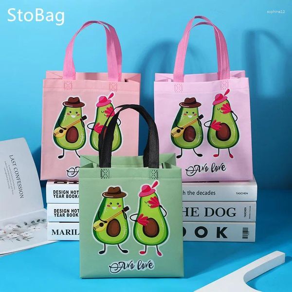 Enveloppe cadeau Stobag Avocado Bento Sac non tissé imperméable Cavage de rangement épaissis