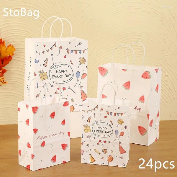 Enveloppe cadeau stobag dessin animé pastèque bonbons bagages à main emballage de sacs à guichet