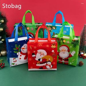 Geschenkwikkeling Stobag-christmas Niet-geweven stof Tote Tas voor kinderen Candy Book Cookies Chocolade Snack Voedselverpakkingsfeestje Spoedvoorraden 8 PCS