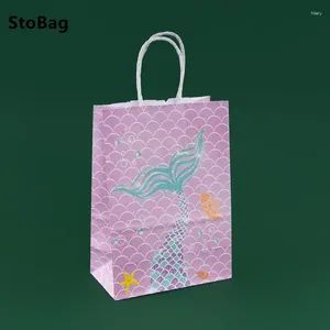 Enveloppe cadeau Stobag Kraft Paper Sacs For Birthday Shopping Kids Party Baby Shower Packaging Candy Toy Toy Snack Chocolate Decoration