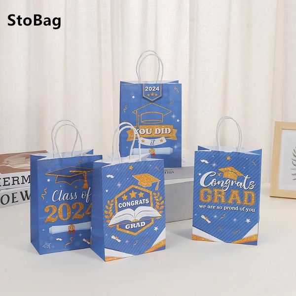 Enveloppe cadeau Stobag Kraft Paper Tote Sac Impression de la saison de remise des diplômes sacs Party Emballage Décoration École Suppily Wholesale