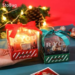 Geschenkpapier StoBag Transparente Weihnachtsbox Kekse Gebackene Süßigkeiten Nougat Schneeflocke Knusprig Handverpackt Kinderparty Baby Showzubehör 12 Stück 231120