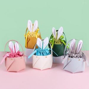 Bolsa de almacenamiento de papel de regalo, bolsa de dulces de Pascua, diseño de cordón súper suave con asa, cesta, suministros encantadores para el hogar