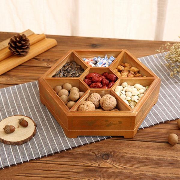 Distributeur de boîtes à bonbons en bois de stockage d'emballages cadeaux avec couvercle écrou serveur de fruits secs plaque d'affichage plateau maison fête mariage Decor1