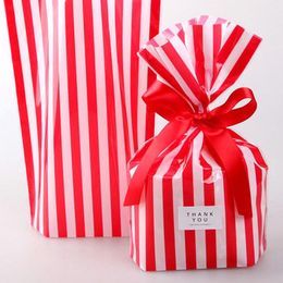 Bolsas de caja negra de gragea de rayas para envolver regalos, dulces de boda, galletas, bocadillos, paquete para hornear, embalaje de plástico, suministros para fiestas y eventos, regalo