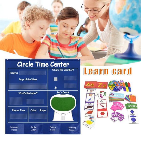 Envoltura de regalo Centro de tiempo de estudio Gráfico de bolsillo Calendario preescolar educativo Conjunto de juguetes de aprendizaje para niños