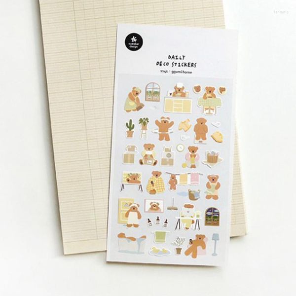 Papel de regalo Suatelier Ggumi Home Sticker Scrapbooking Supplies Korean Cute Bear Stickers Daily Deco Po Junk Journal DIY Craft