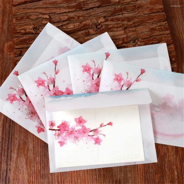 Cadeau Wrap Papier d'acide sulfurique Kawaii Enveloppe Invitation Stockage Vintage Peach Blossom Carte de voeux Couverture Papeterie Translucide