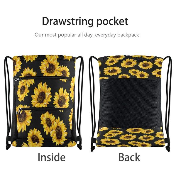 Cadeau cadeau tournesol dstring sac à dos pour fleur jaune sport sac de sport sac à dos femmes hommes grande taille livraison directe otqe