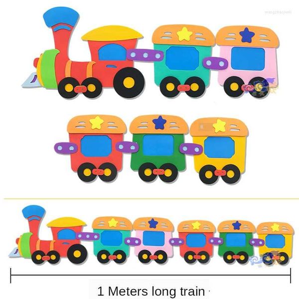 Regalo Wrap T-N Habitación para niños Lindo trabajo hecho a mano 3D Pequeño tren Combinación Etiqueta de la pared Kindergarten Aula Decoraciones Juguetes para niños