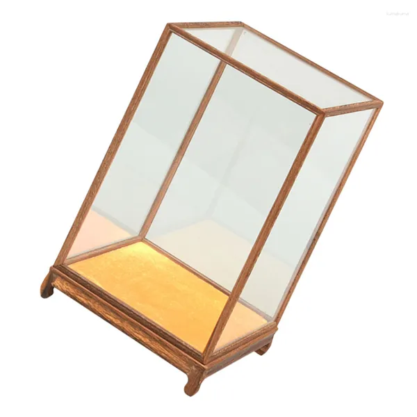 Envoltura de regalo Mesa de exhibición superior Soporte de madera Tallado Vidrio Figura de escritorio Caja de suministro Mostrar accesorio multifunción Hogar