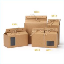 Geschenkomschakel Thee Verpakkingsdoos Kartbord Kraft Paper Gevouwen voedsel Noot Container Opslag Opslag Verpakkingszakken Geschenken Wrap Druppel Levering Dhxdq