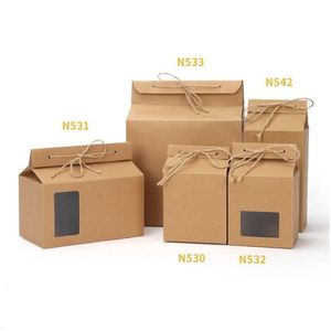 Emballage cadeau Boîte d'emballage de thé Carton Kraft Papier Plié Alimentaire Conteneur Stockage Debout Sacs d'emballage Drop Livraison Maison Jardin Dheul