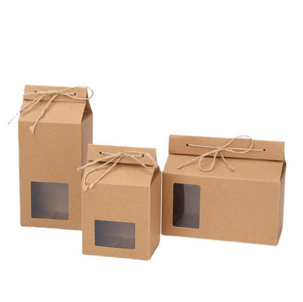 Envoltura de regalo Caja de embalaje de té Cartón Papel Kraft Contenedor de nueces de comida doblada Almacenamiento de alimentos Bolsas de embalaje de pie SN4619