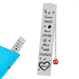 Gift Wrap Teacher Bookmark Teachers en acier inoxydable Appréciation Merci présent avec des pendentifs Classic Bookmarks