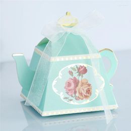 Envoltura de regalo Cajas de dulces de tetera con cinta Favores de boda y caja para invitados Baby Shower Bolsas de fiesta de cumpleaños Suministros