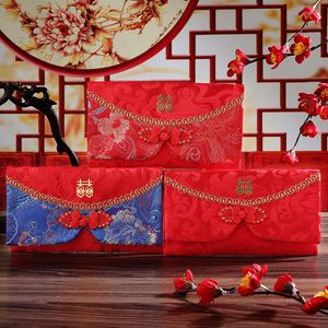 Enveloppe cadeau dix mille yuan mariage enveloppe rouge sac broderie satin bonheur mot chinois