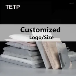 Geschenkomschakeling Tetp Frosted/transparante zipperzak Aangepaste logo -maat tekst