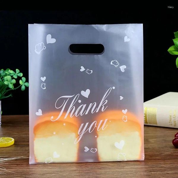 Enveloppe-cadeau merci en plastique sac de bonbons enveloppement de pain cuit au four transparent avec manche d'anniversaire fête favo 50pcs / lot