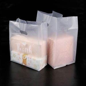 Emballage cadeau Merci Sac cadeau en plastique Sac de rangement en tissu Sac à provisions avec poignée Party Wedding Candy Cake Wrapping294s