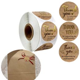 Geschenkwikkeling Bedankt sticker labels afdichtingen voor het ondersteunen van mijn kleine zakelijke stickers Roll Round Kraft Pink Black Decoratie