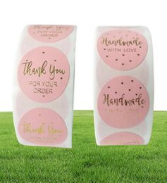 Pegatizas de agradecimiento de regalos para las etiquetas de las pequeñas empresas Elevopesbubble Correales y bolsas Embalaje de 500 piezas cada Roll1595415