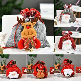 Geschenkomschakeling Driedimensionale pop kerstkuiktas Schattige kerstman geborsteld doek Apple Tote Bunch Pocket