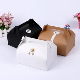 Emballage cadeau Top vente boîte à gâteau en papier blanc/brun Cupcake Kraft avec poignée en carton de mariage grand 10 pcs/lot