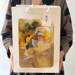 Geschenkwikkeling Tote Paper Bag met PVC Transparant Window Creative Birthday Wedding Party Flower Box Packaging