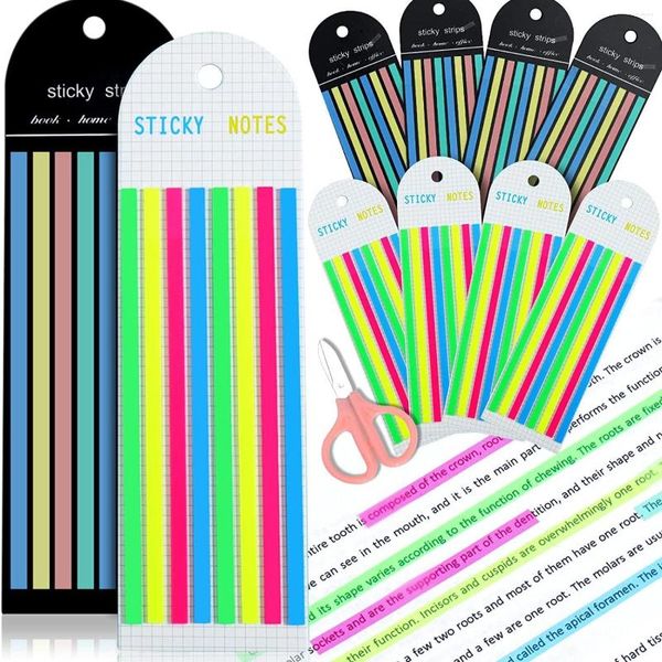 Emballage cadeau Ruban surligneur transparent Onglets adhésifs amovibles pour annoter des livres Longues bandes Marqueurs de page Morandi Neon Notes