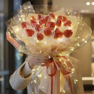 Emballage cadeau Transparent LED papier lumineux imperméable fleur bouquet floral emballage clair cellophane emballage papiers bricolage