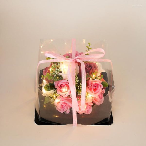 Emballage cadeau boîte d'emballage transparente Saint Valentin Rose ours fleur bricolage mariage boîtes de noël gâteau