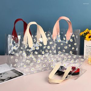 Geschenkwikkeling Transparante PVC Tote verpakkingszak Clear Daisy Plastic Handtas Candy Box Wedding Favor Party Party Supplies Cosmetic