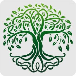 Geschenkwikkeling Tree of Life Stencils Patroon Decoratie Template Plastic Tekening schilderij stencil vierkant herbruikbare plant