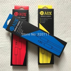 Emballage cadeau Boîte de vente au détail de papier vide universelle pour câble audio tressé de 1,5 m ou 3 m mâle à nylon AUX Car Package Box1198F